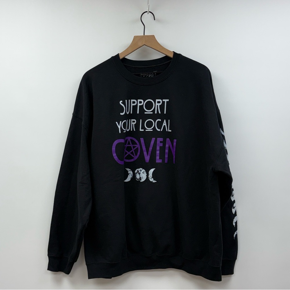 Spirit Halloween Support Your Local Coven Pullover Sweatshirt Black 1X